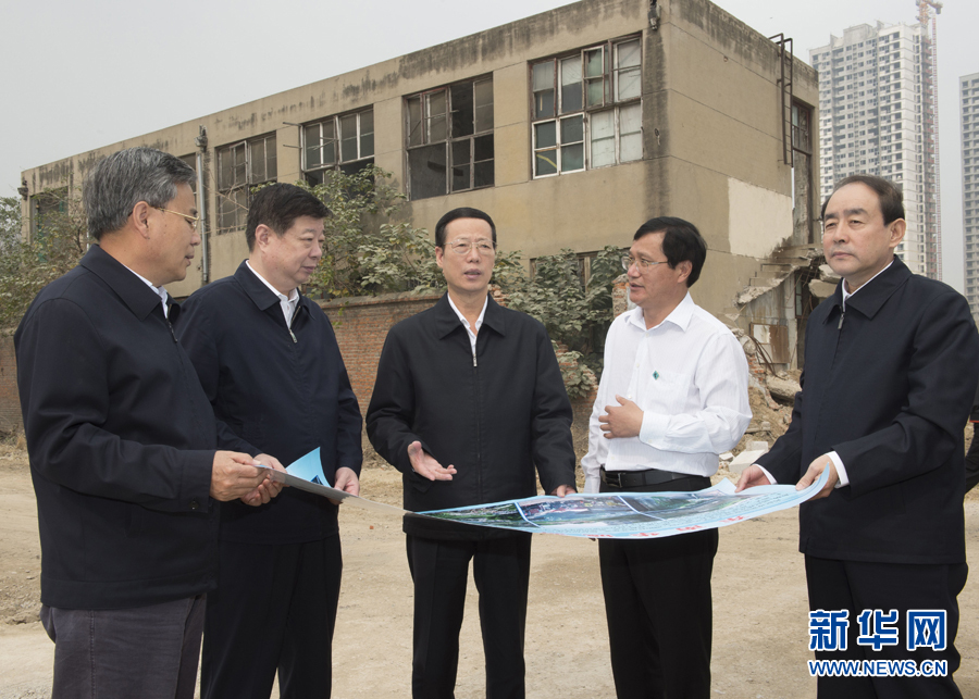 10月22日至23日，中共中央政治局常委、國務院副總理張高麗在山東調(diào)研扶貧工作情況。這是10月22日，張高麗就整體搬遷脫貧實地考察濟寧東南片區(qū)還遷安置區(qū)暨東南華城棚戶區(qū)改造項目。 新華社記者 王曄 攝