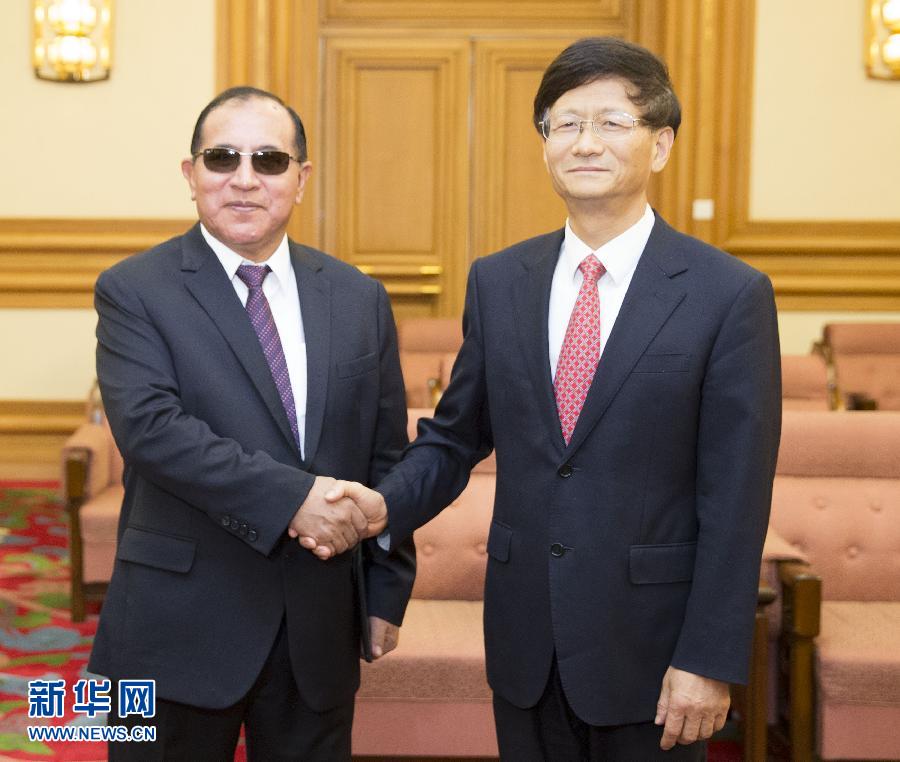 9月5日，中共中央政治局委員、中央政法委書記孟建柱在北京會(huì)見(jiàn)秘魯最高法院院長(zhǎng)維克托·盧卡斯·蒂科納。 新華社記者 黃敬文 攝 