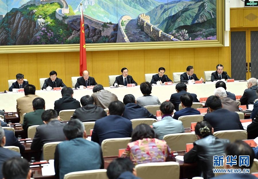 1月13日，中共中央政治局委員、中宣部部長(zhǎng)、全國(guó)“掃黃打非”工作小組組長(zhǎng)劉奇葆在北京出席第三十次全國(guó)“掃黃打非”工作電視電話會(huì)議。新華社記者 李濤 攝