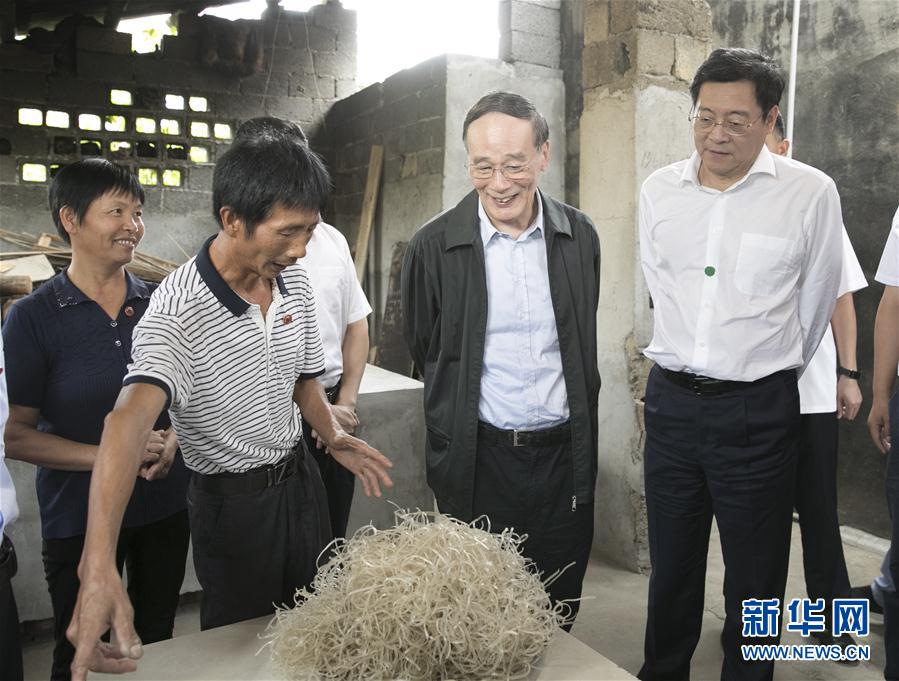9月3日至5日，中共中央政治局常委、中央紀(jì)委書記、中央巡視工作領(lǐng)導(dǎo)小組組長(zhǎng)王岐山在湖南省調(diào)研并主持召開巡察工作座談會(huì)。這是9月4日，王岐山在瀏陽市官橋鎮(zhèn)石灰嘴村貧困戶家中了解脫貧情況。新華社記者 王曄 攝

