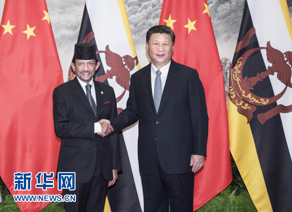 9月13日，國家主席習(xí)近平在北京人民大會堂同文萊蘇丹哈桑納爾舉行會談。 新華社記者 李濤 攝