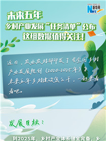未來五年鄉(xiāng)村產(chǎn)業(yè)發(fā)展“任務(wù)清單”公布 這組數(shù)據(jù)值得關(guān)注！