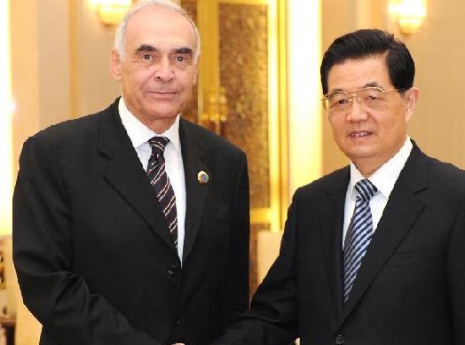 胡錦濤會(huì)見埃及總統(tǒng)特使、外長阿姆魯