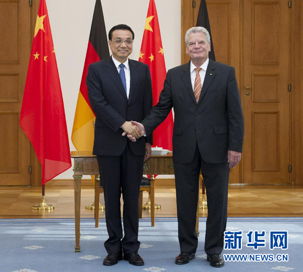 10月10日，國務院總理李克強在柏林會見德國總統(tǒng)高克。 新華社記者王曄 攝 
