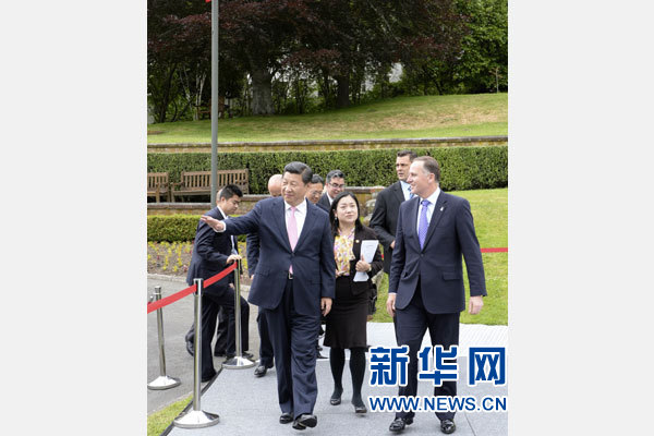 11月20日，中國國家主席習近平在惠靈頓同新西蘭總理約翰·基舉行會談。 新華社記者 李學仁 攝