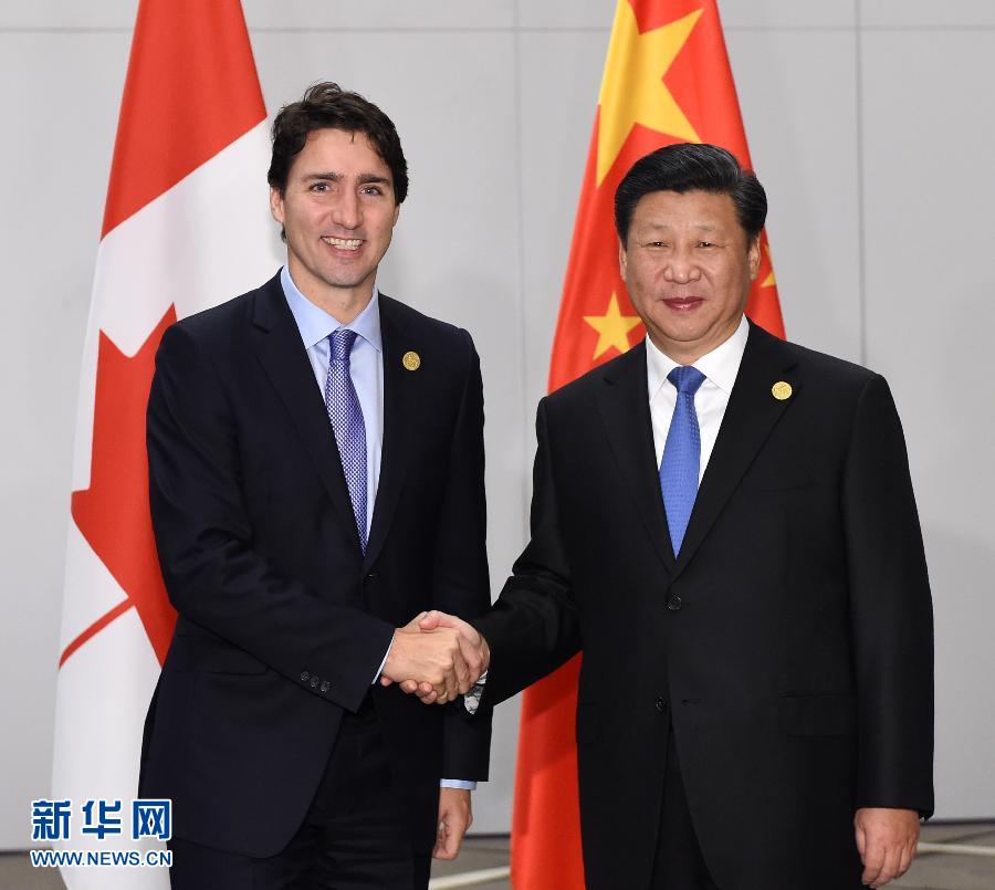 11月16日，國家主席習(xí)近平在土耳其安塔利亞會見加拿大總理特魯多。 新華社記者 饒愛民 攝