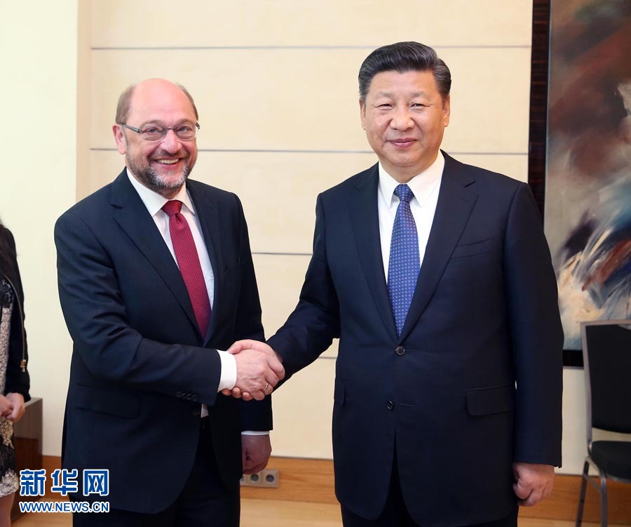 7月6日，國家主席習(xí)近平在柏林會(huì)見德國社會(huì)民主黨主席舒爾茨。新華社記者 姚大偉 攝
